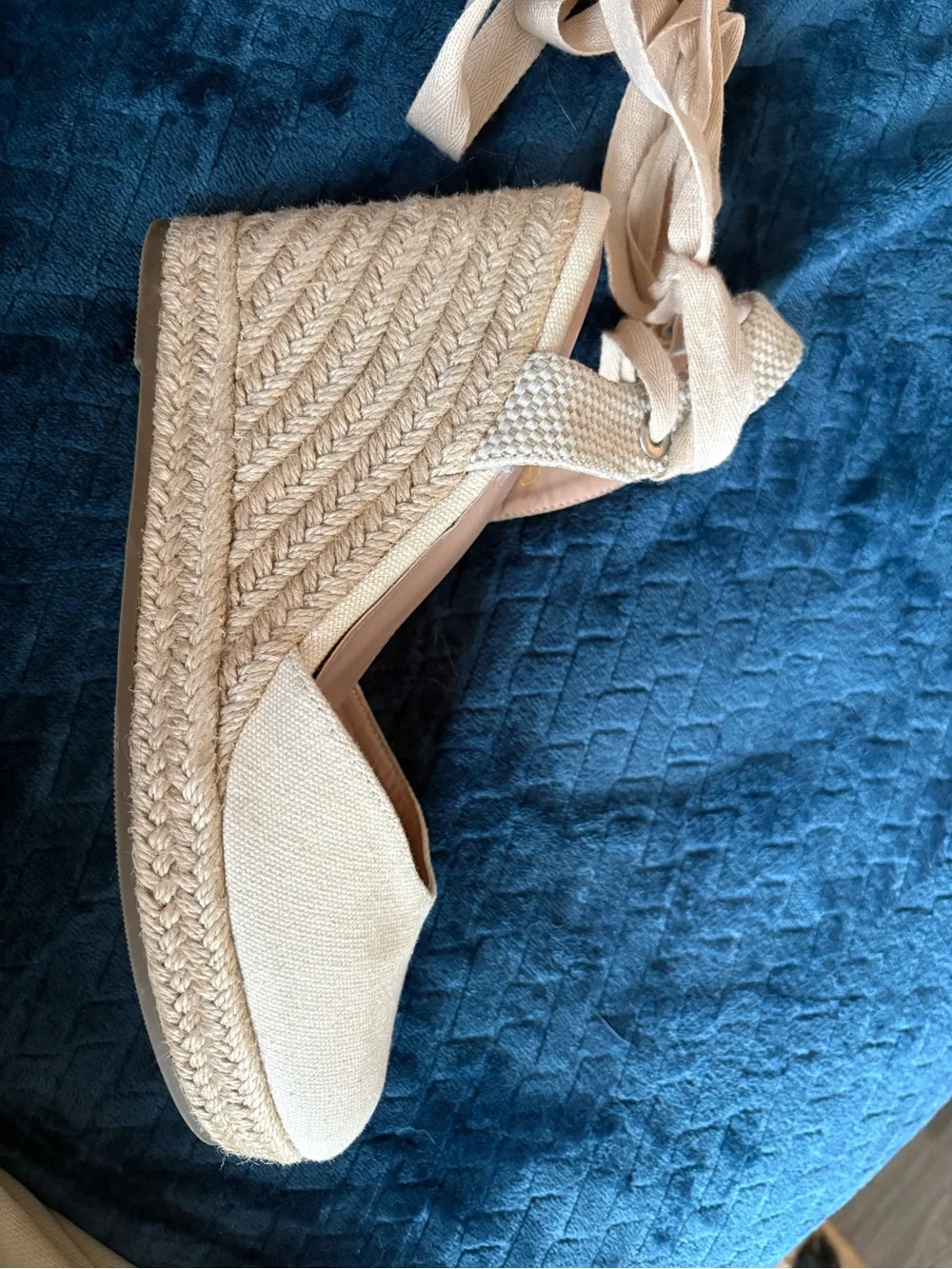 ZBY-Ivory Lace-Up Espadrille Heels-size 8